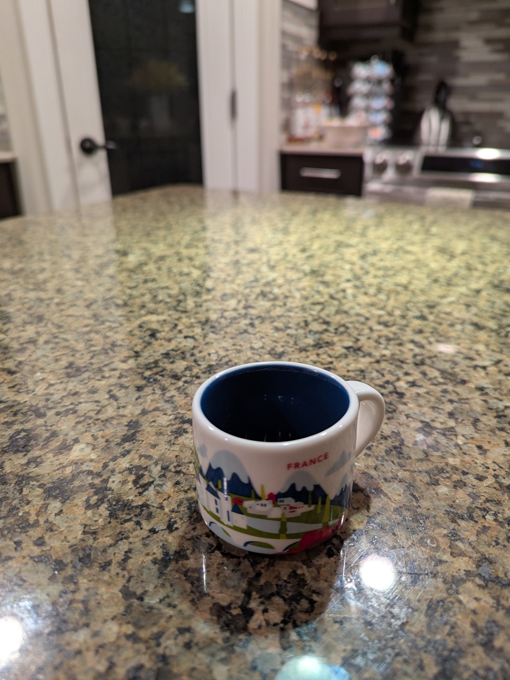Starbucks France Cityscape Mini Mug - White Exterior with Blue Interior